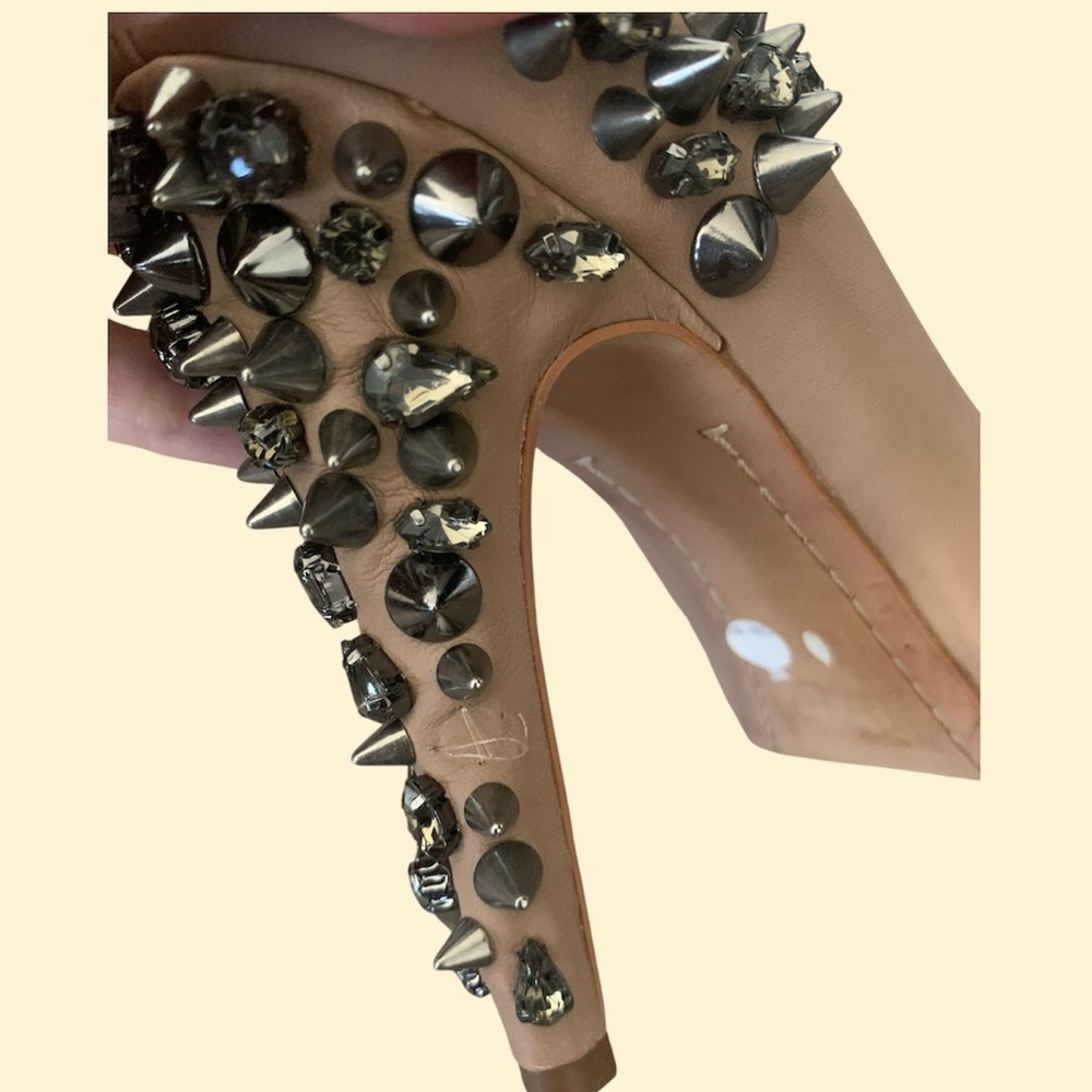 Sexy Elegant Nude and Silver Spiked Heels Previously Worn Baddie Emo Streetwear - Picture 7 of 12